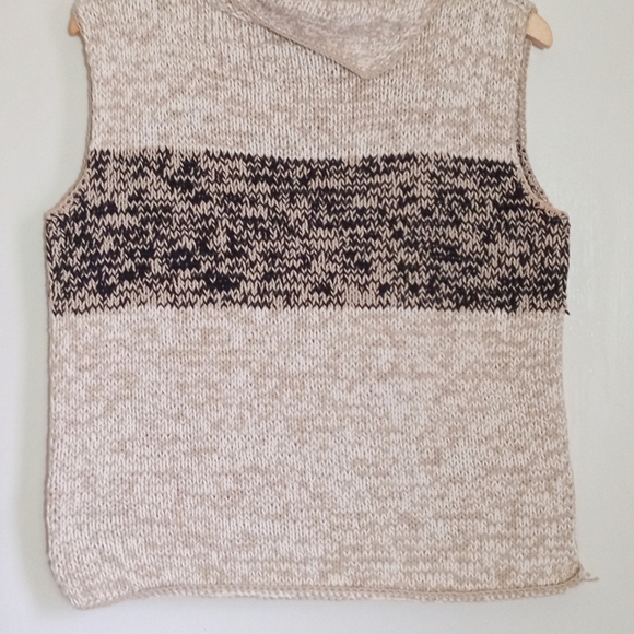 Pure Handknit 100% cotton sleeveless cowl neck sweater women's size M/L - Picture 2 of 9